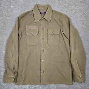 Mishka NYC Jacket Mens XL Wool Blend Button Military Patch Workwear Shirt